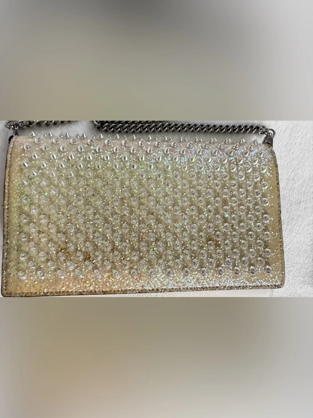 Christian Louboutin Crossbody Bag Purse Fold-Over Spike Clutch
